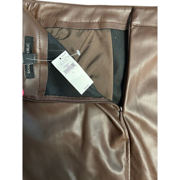 Banana Republic Dark Brown Vegan‎ Leather Mini Skirt Size 0 - Picture 8 of 8